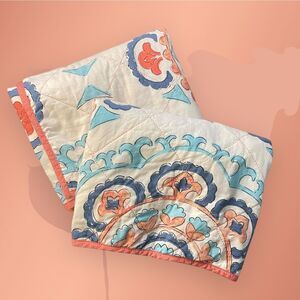 Marquis Waterford King Size Peach Blue Medallion Pillow Shams Set Of 2